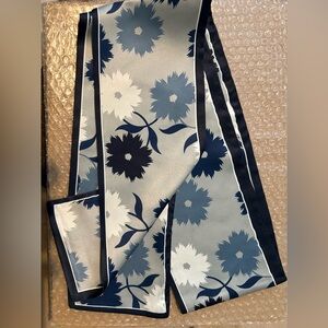 Floral Patterned Scarf in Blue and White